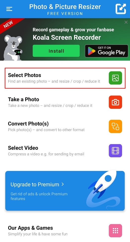 select photo in android app