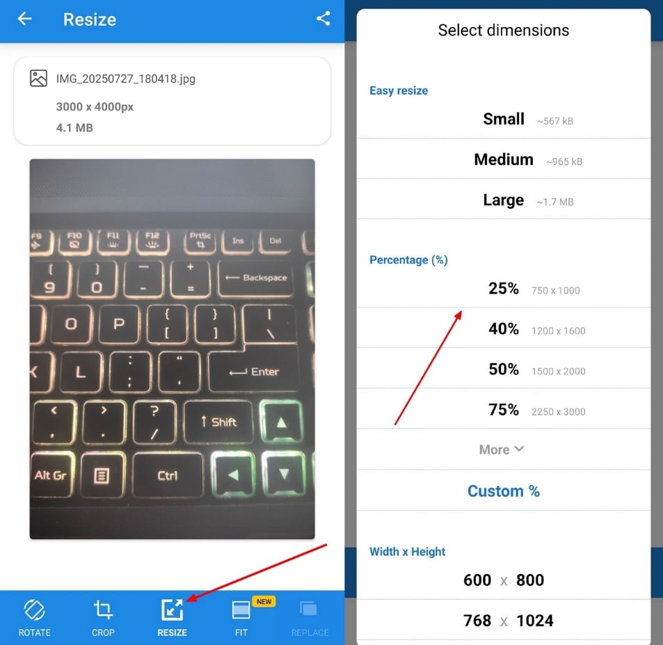 define dimensions in android app