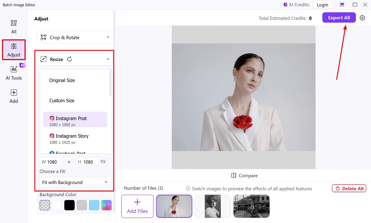 resize image using uniconverter