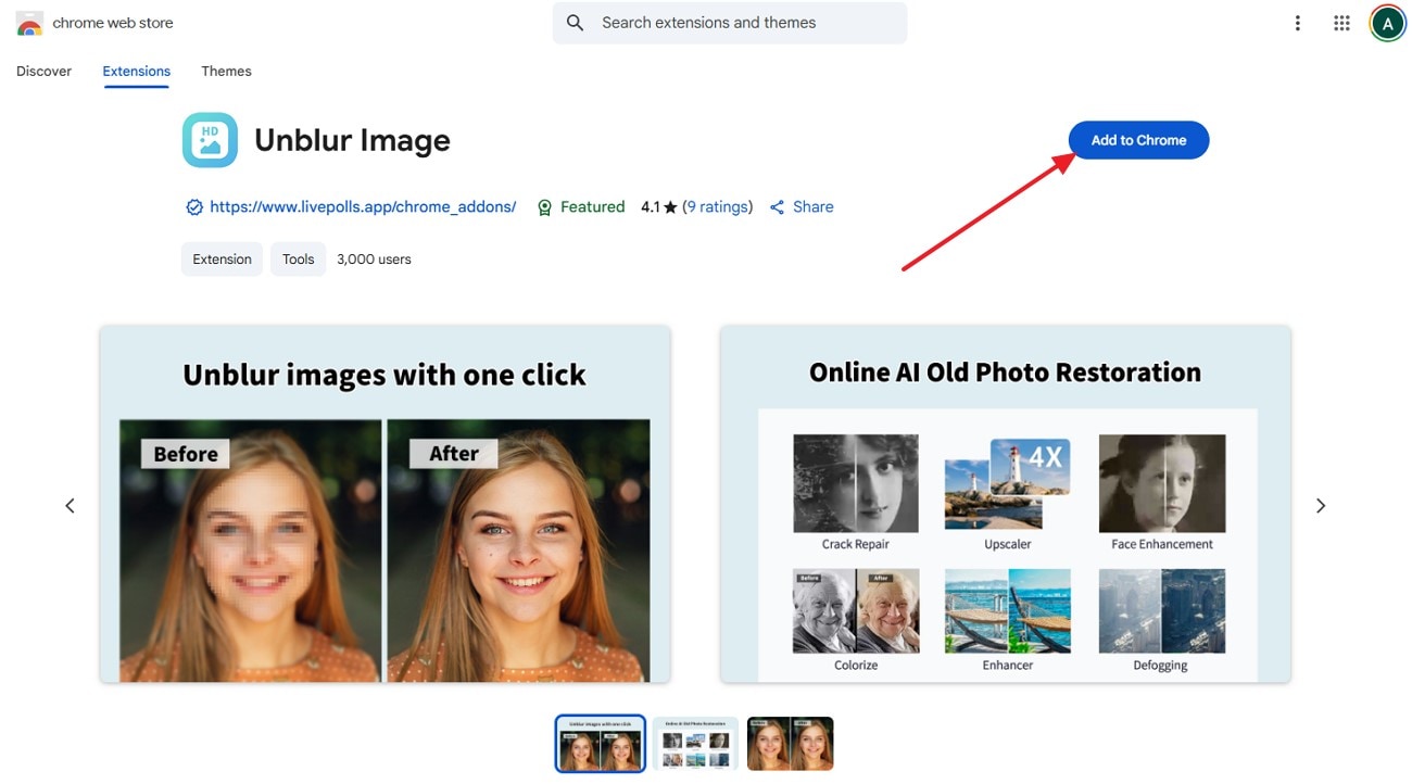 add unblur image to chrome extension
