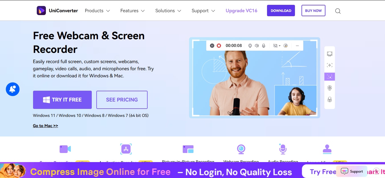 uniconverter screen recorder homepage