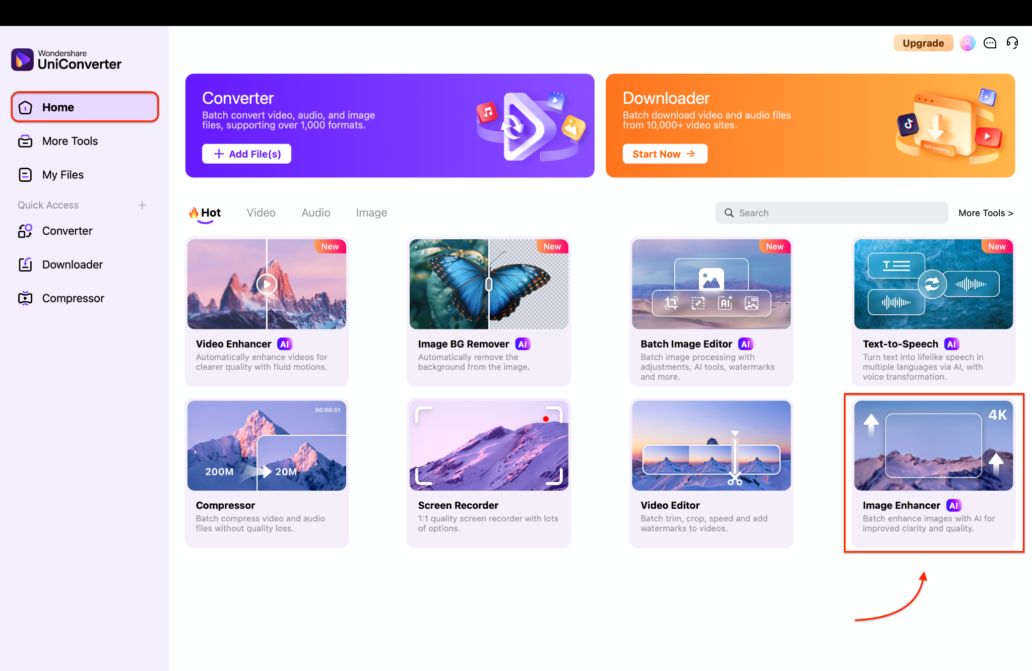 navigate to the image enhancer