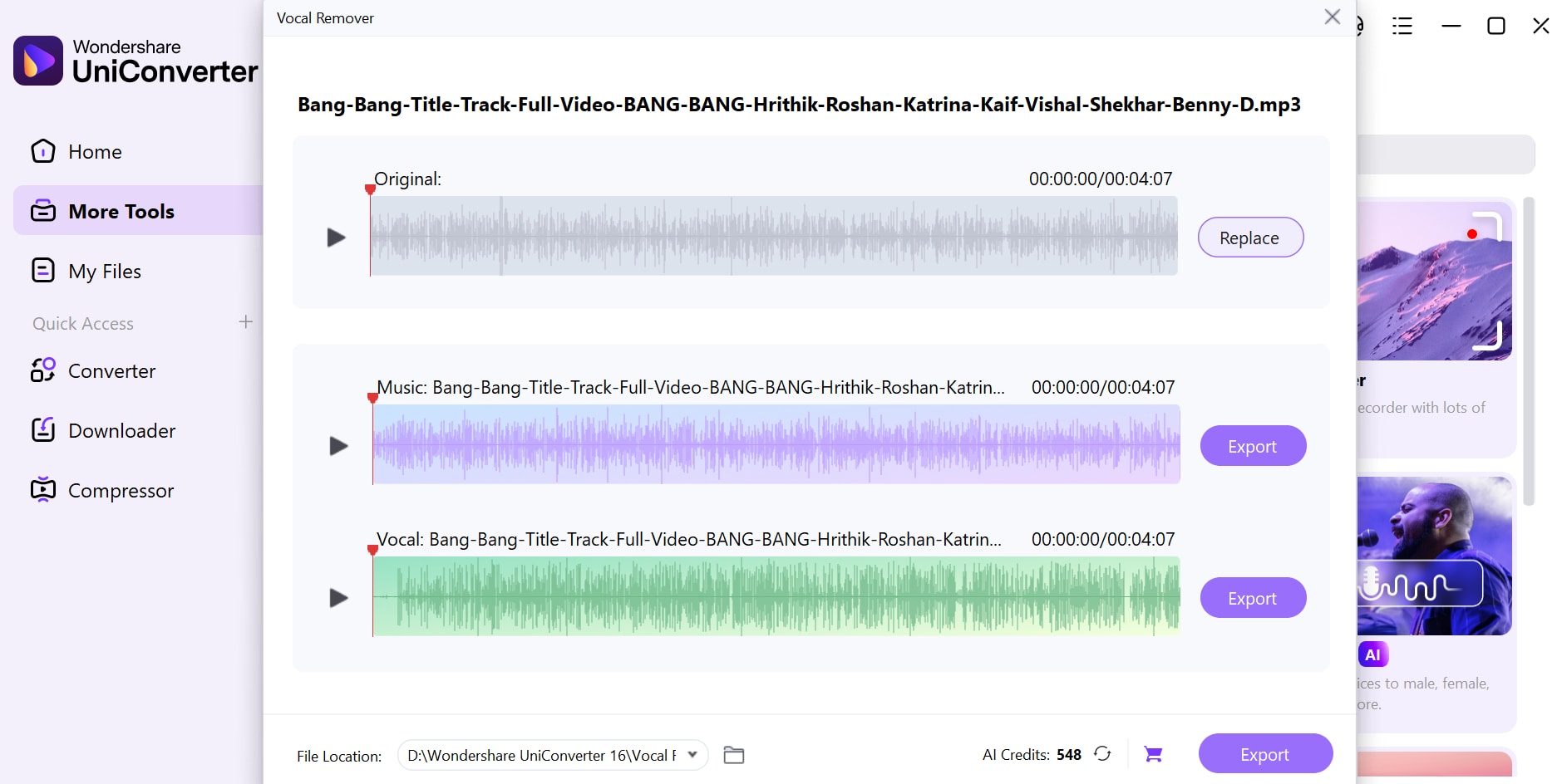 Access vocal remover