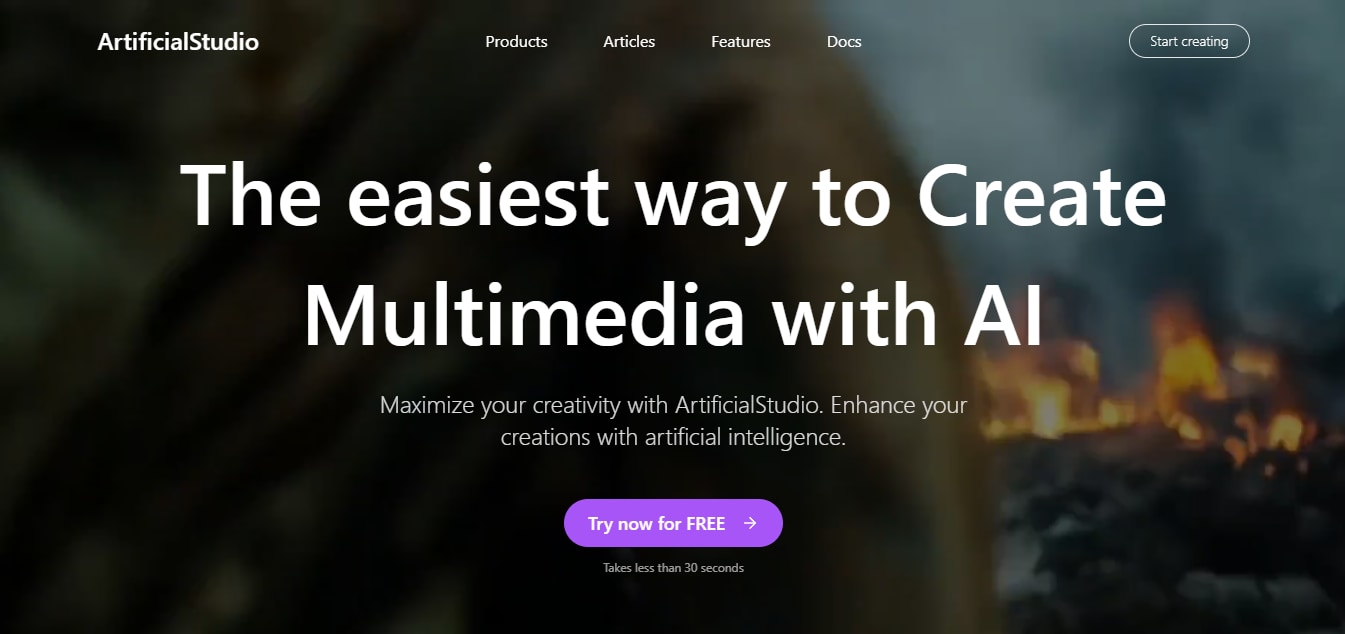 artificial studio homepage