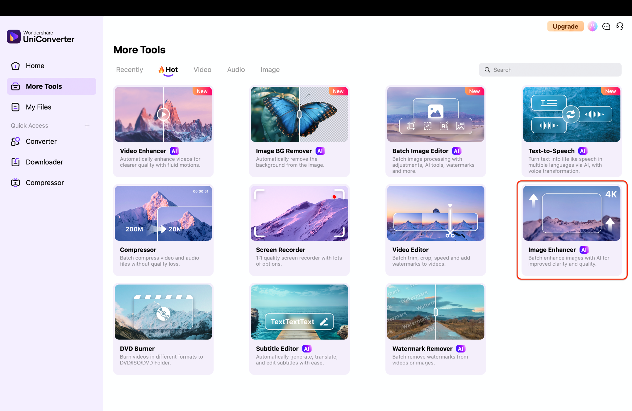 navigate to the image enhancer