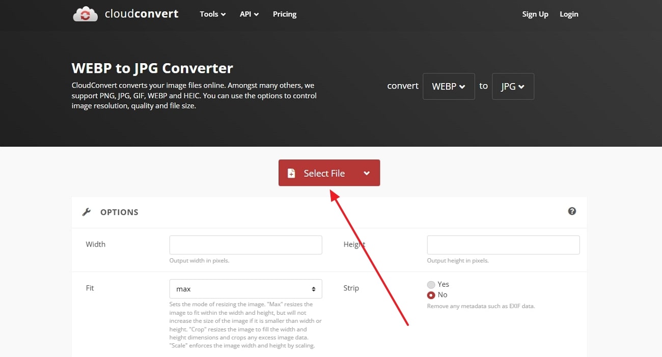 upload image in cloudconvert