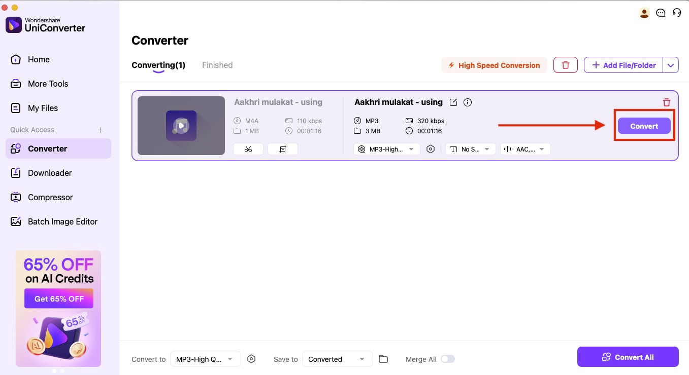 wondershare uniconverter click convert