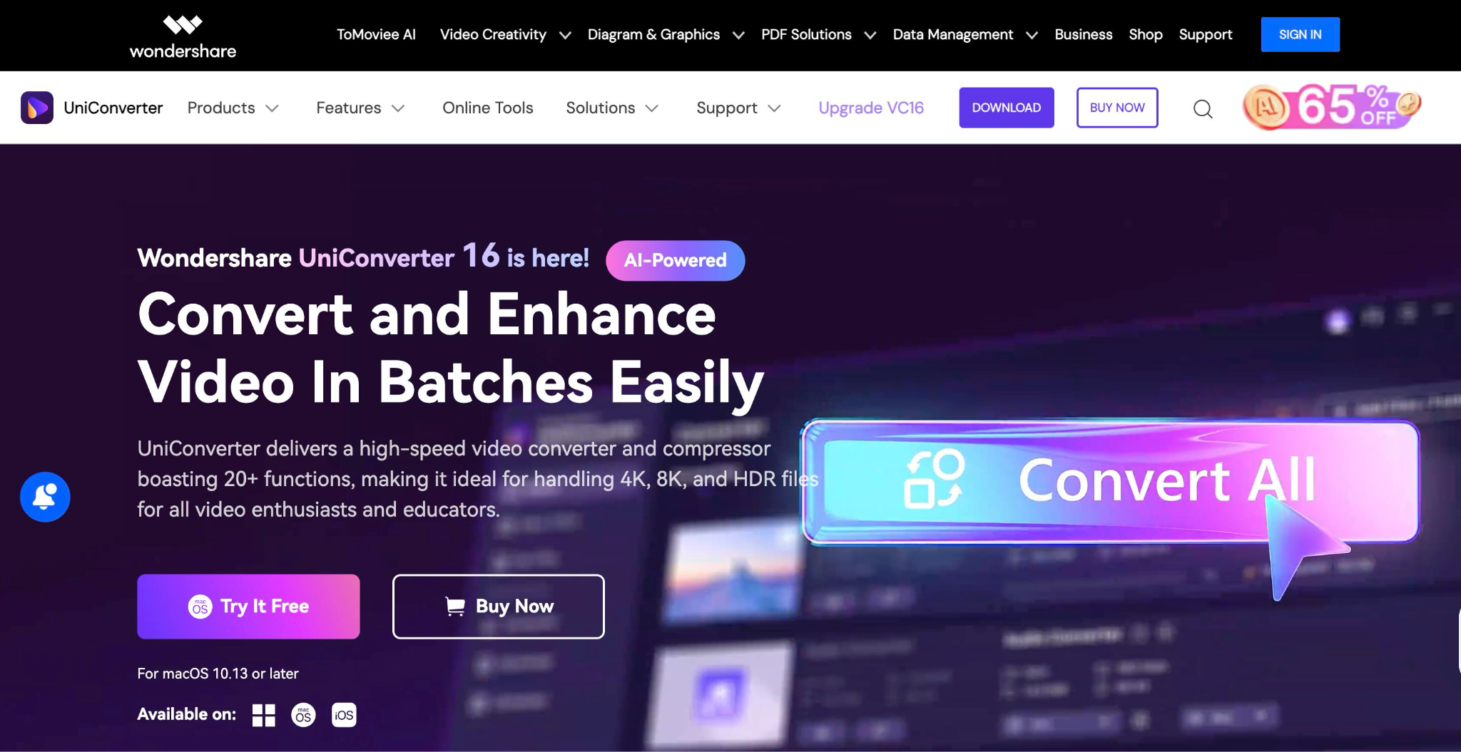 wondershare uniconverter homepage