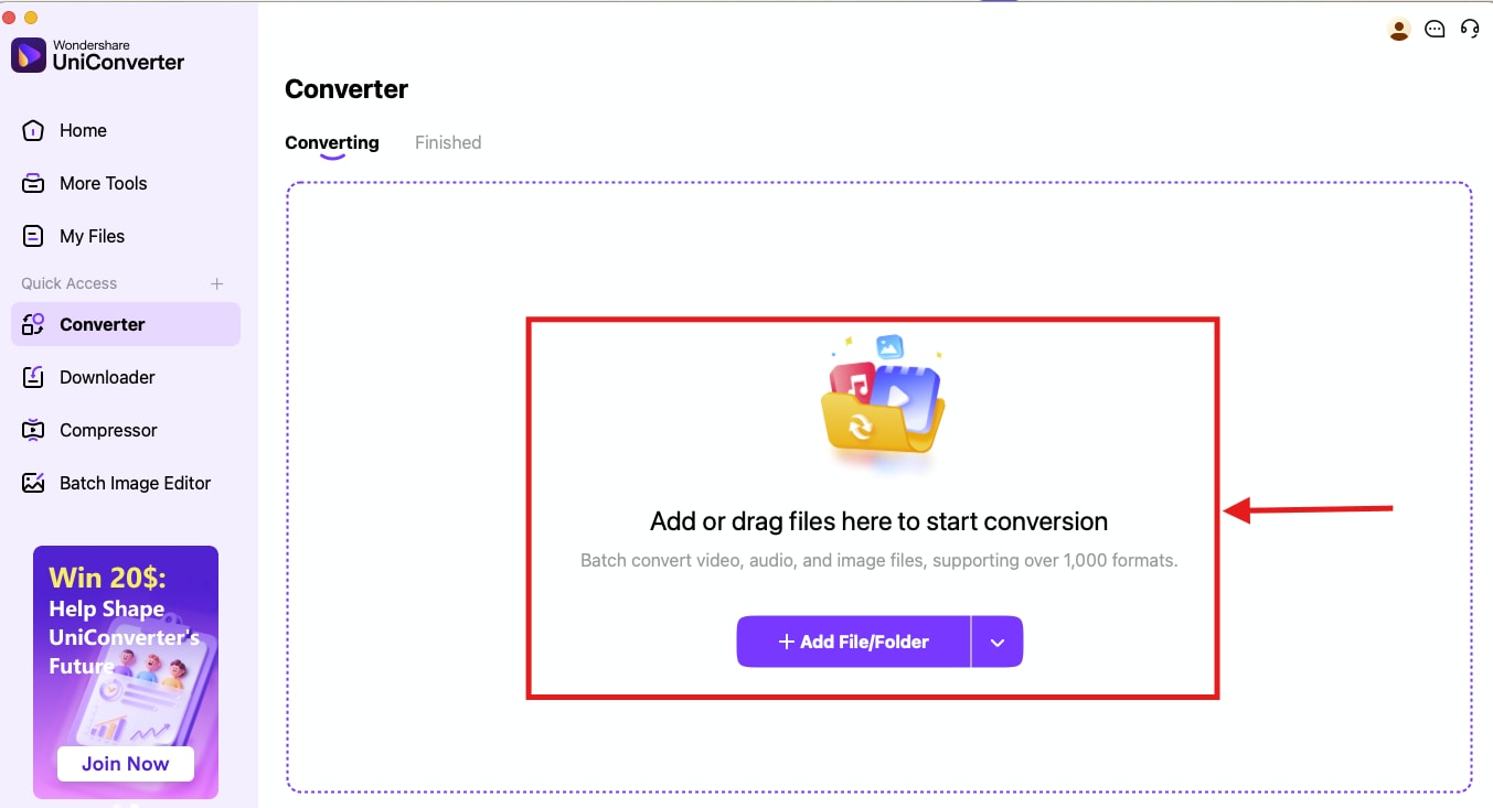uniconverter add file