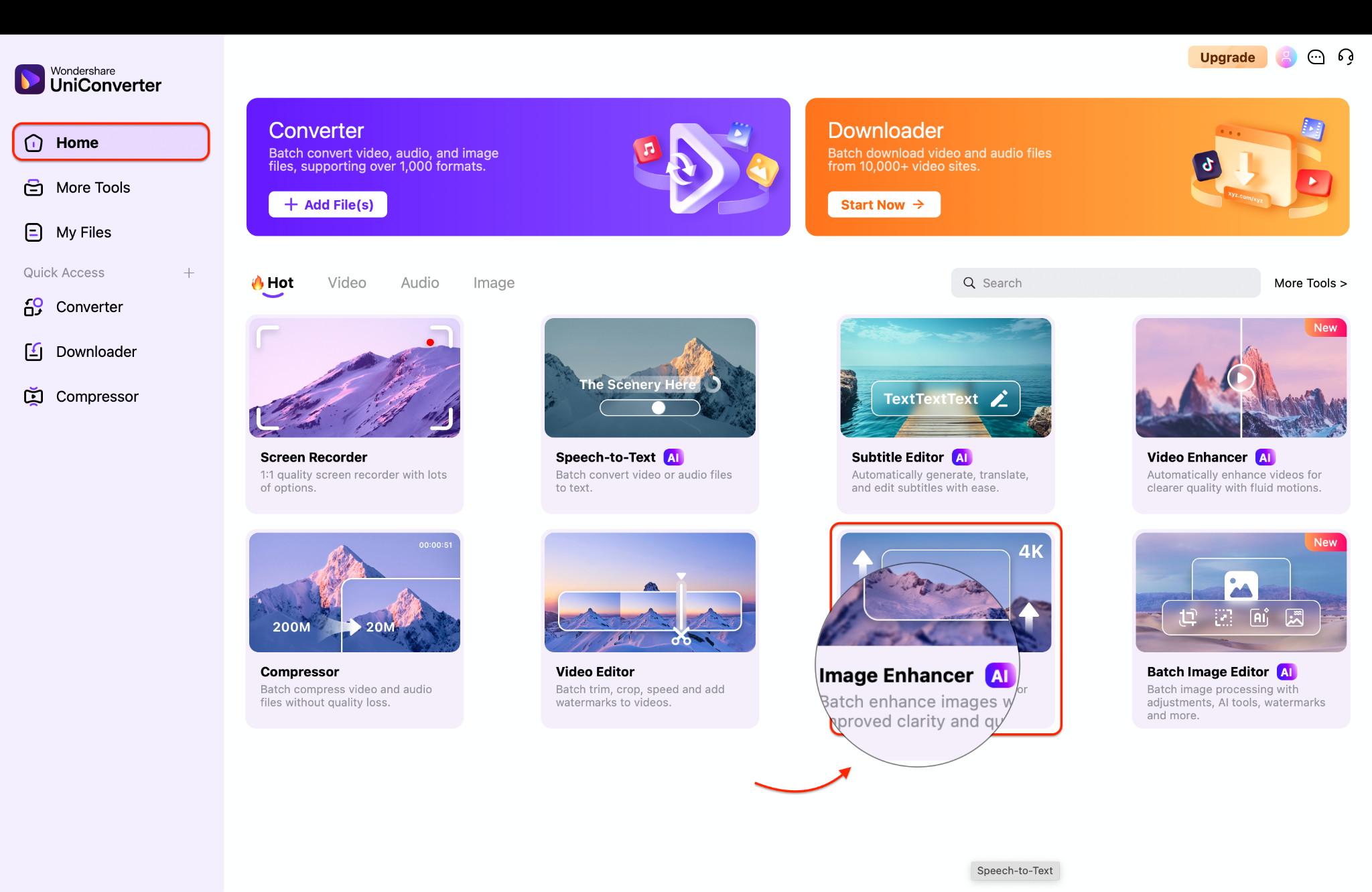 go to the AI image enhancer