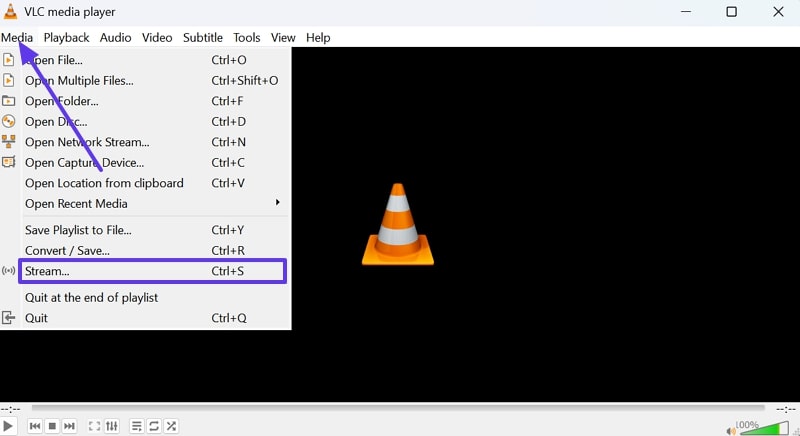 access vlc stream link to audio file