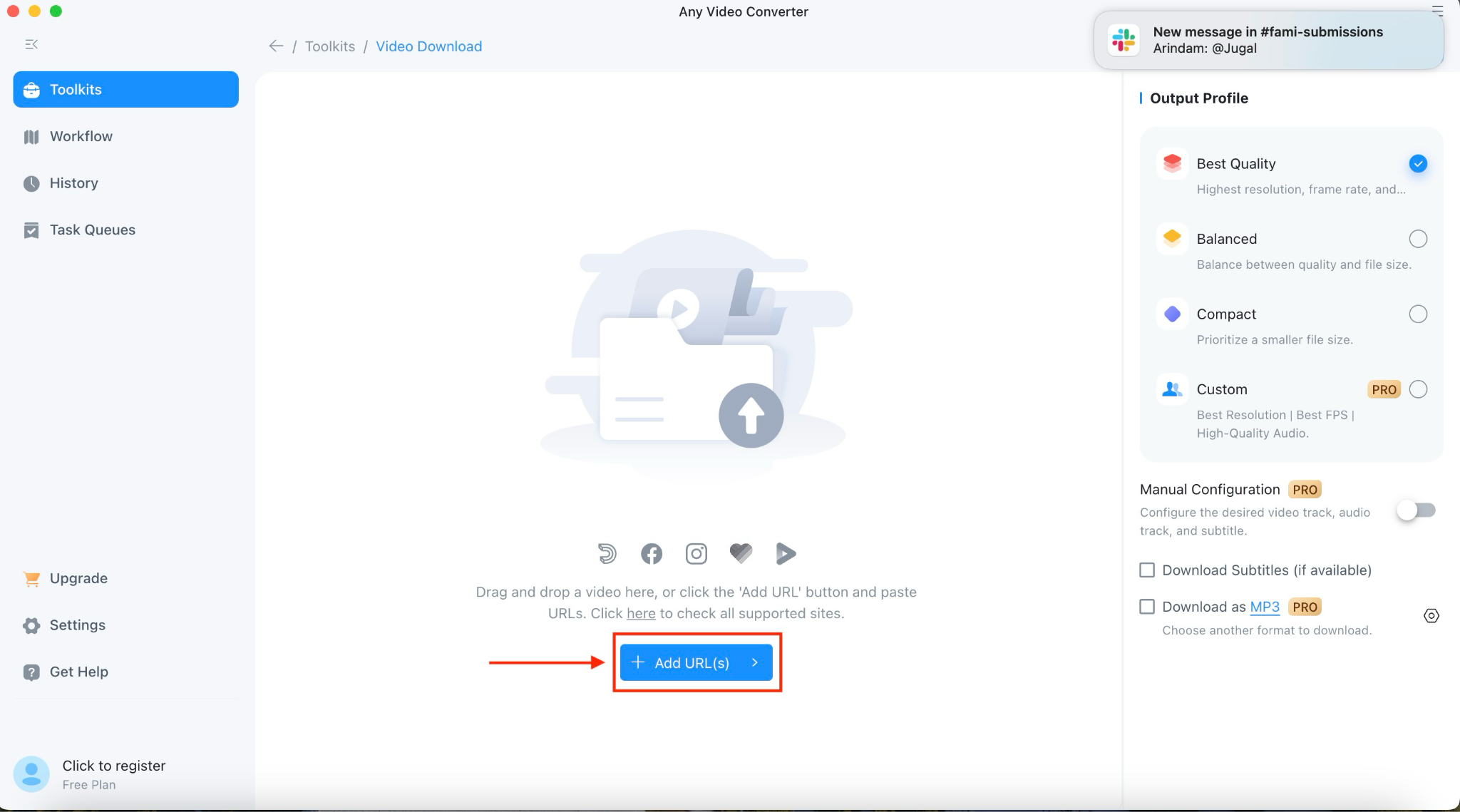any video converter add link