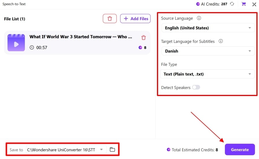 export text in preferred language