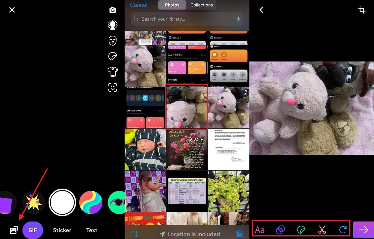 select desired image and edit