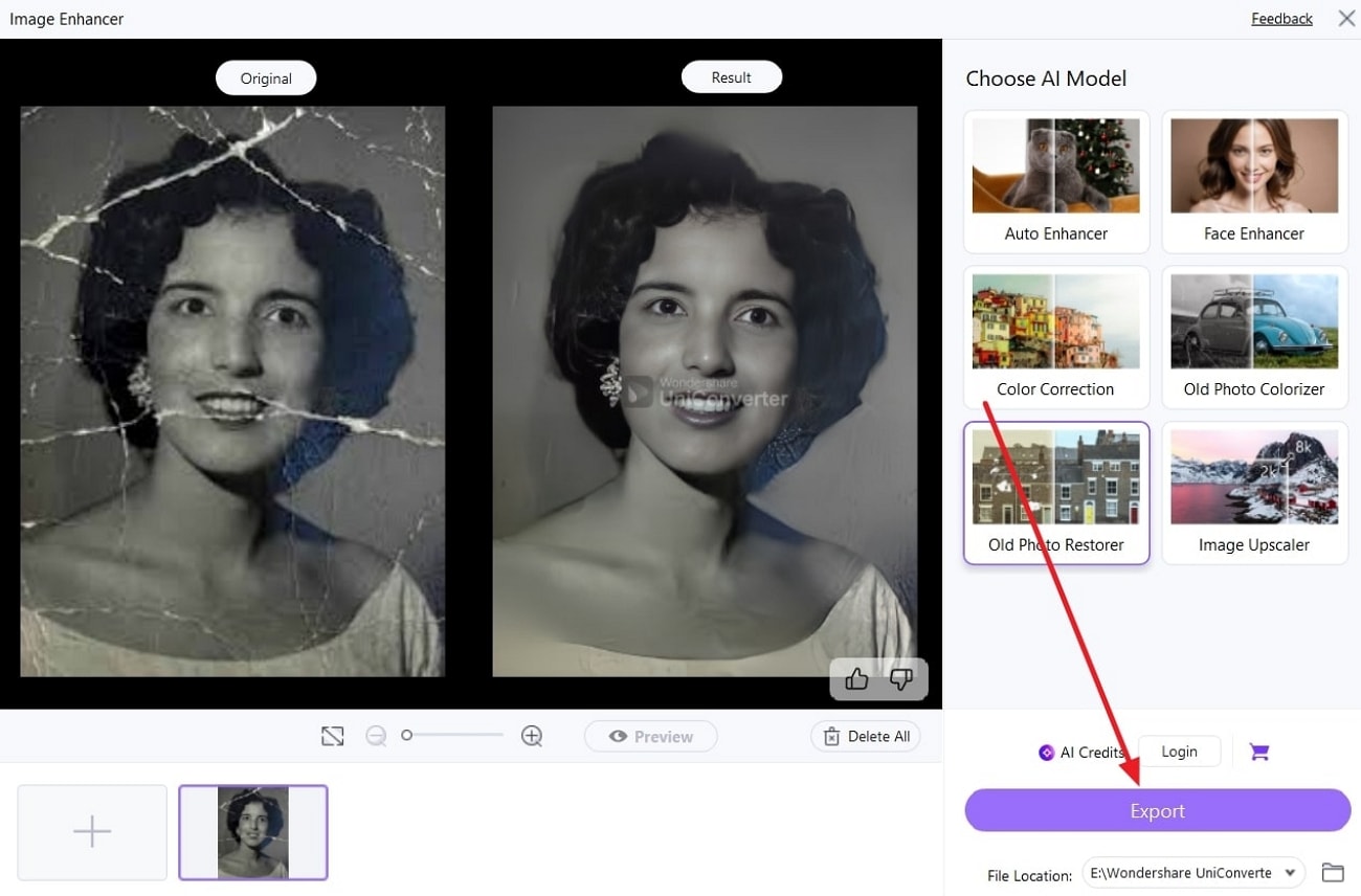 preview and export photo