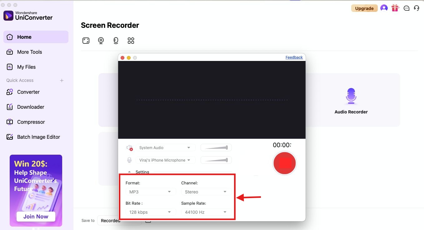 uniconverter adjust audio settings