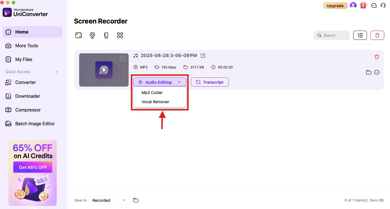 uniconverter edit recording
