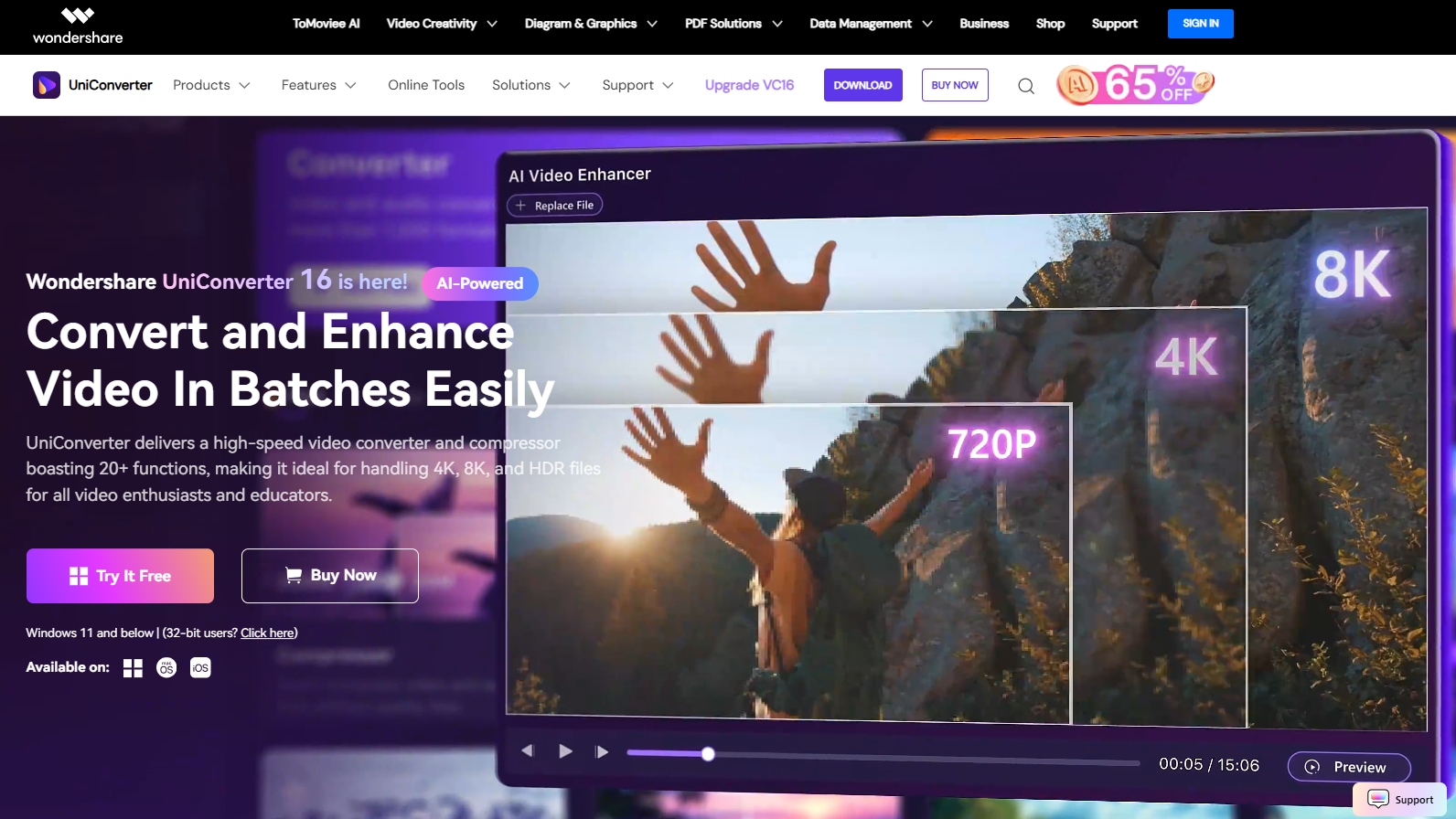 wondershare uniconverter homepage