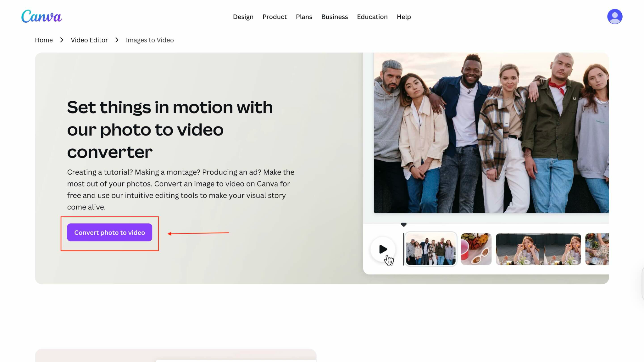canva convert photo to video