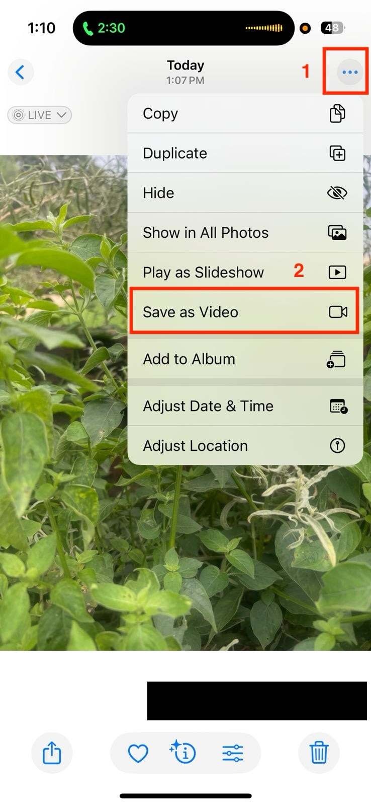 iphone save as video