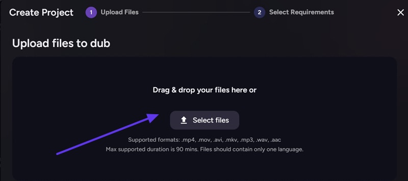select file to spanish to english audio translation