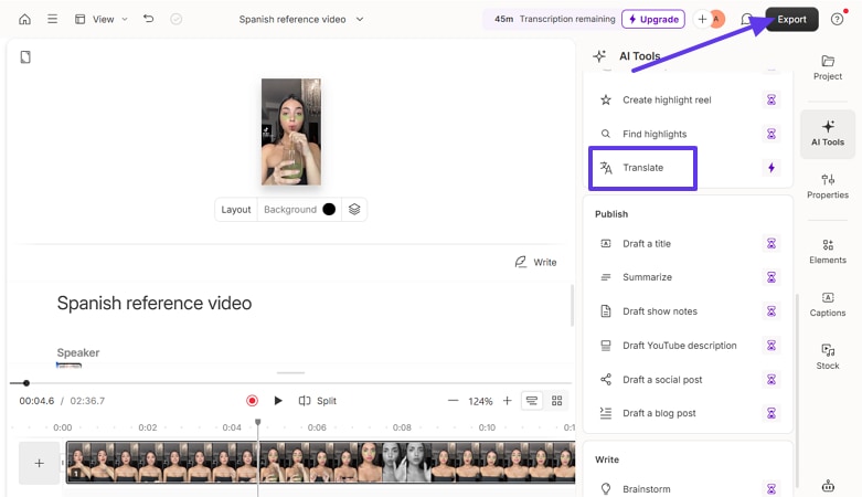 translate from spanish to english audio