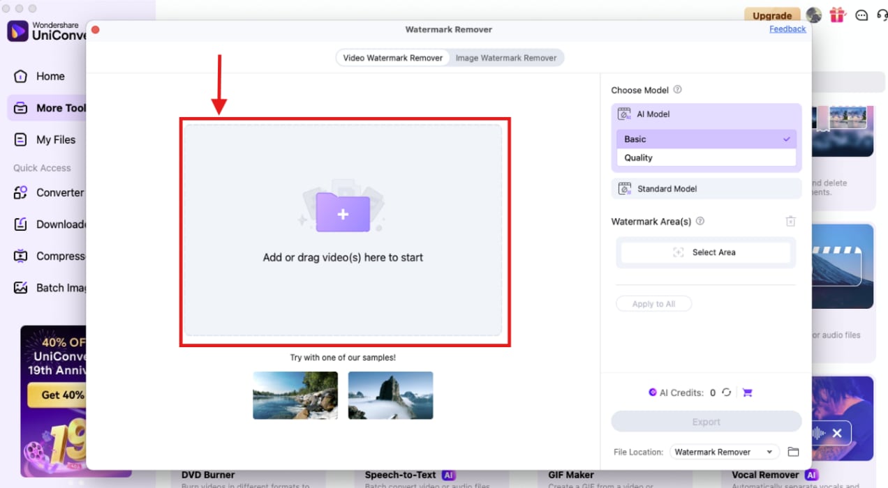 wondershare uniconverter upload video