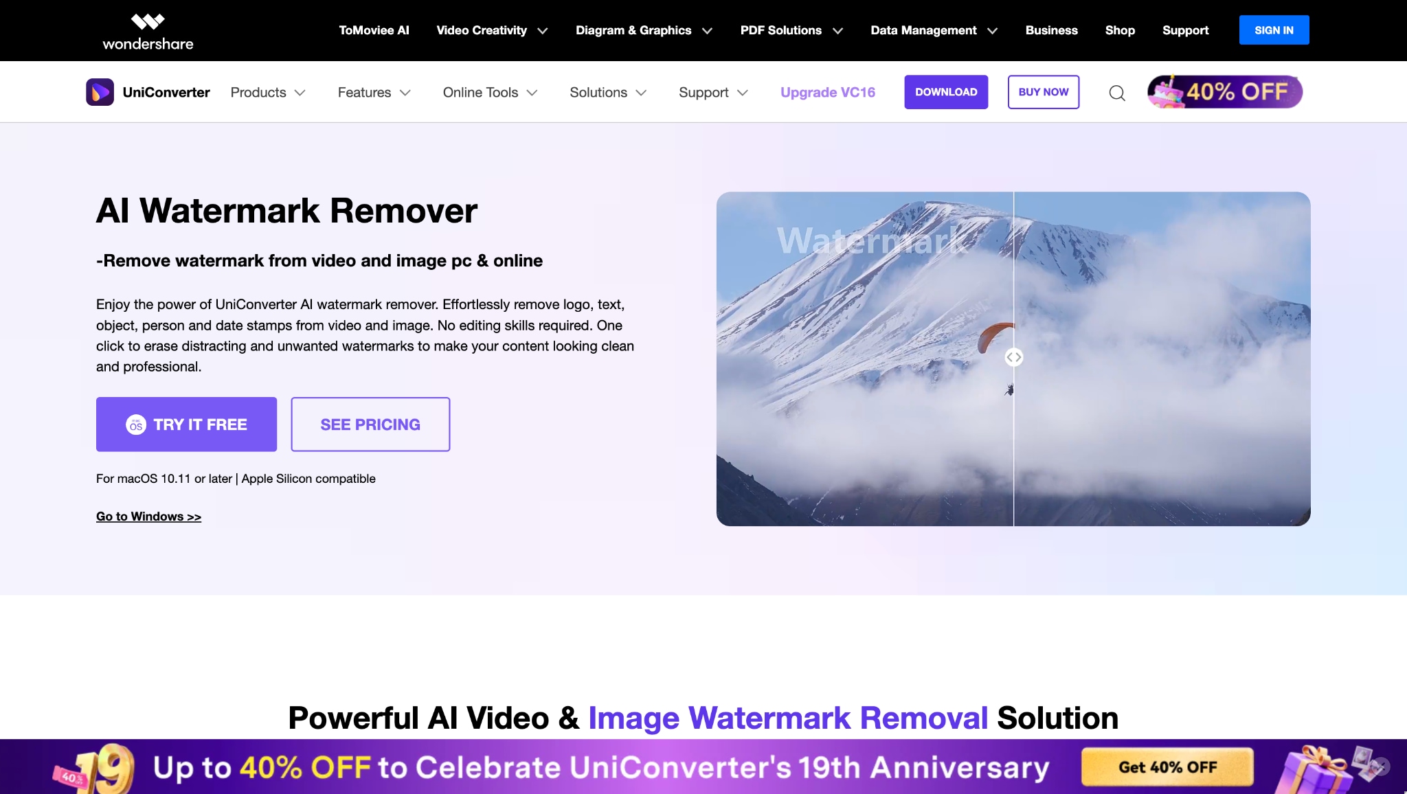 uniconverter ai watermark remover