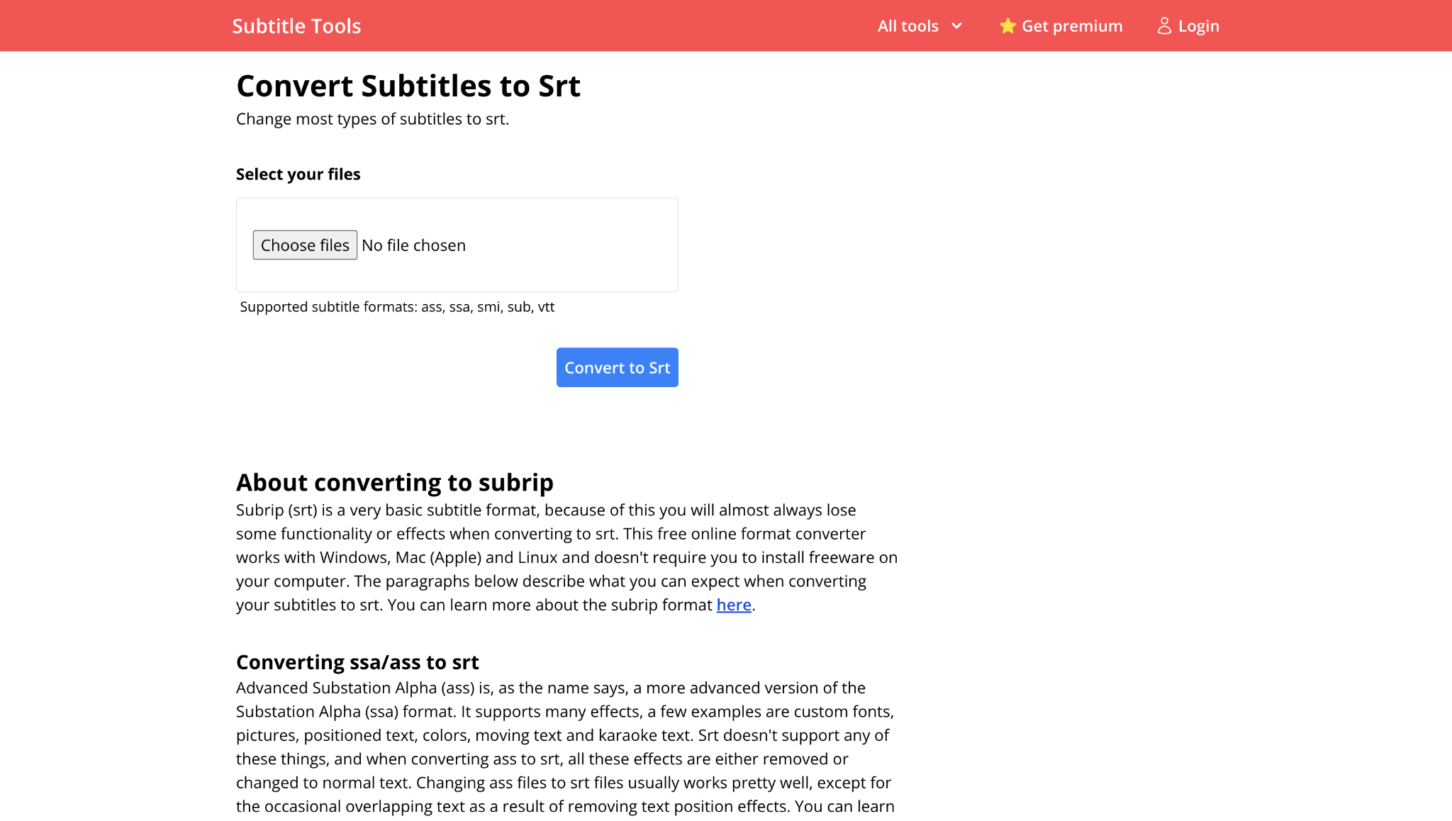 Subtitle Tools 변환기 화면