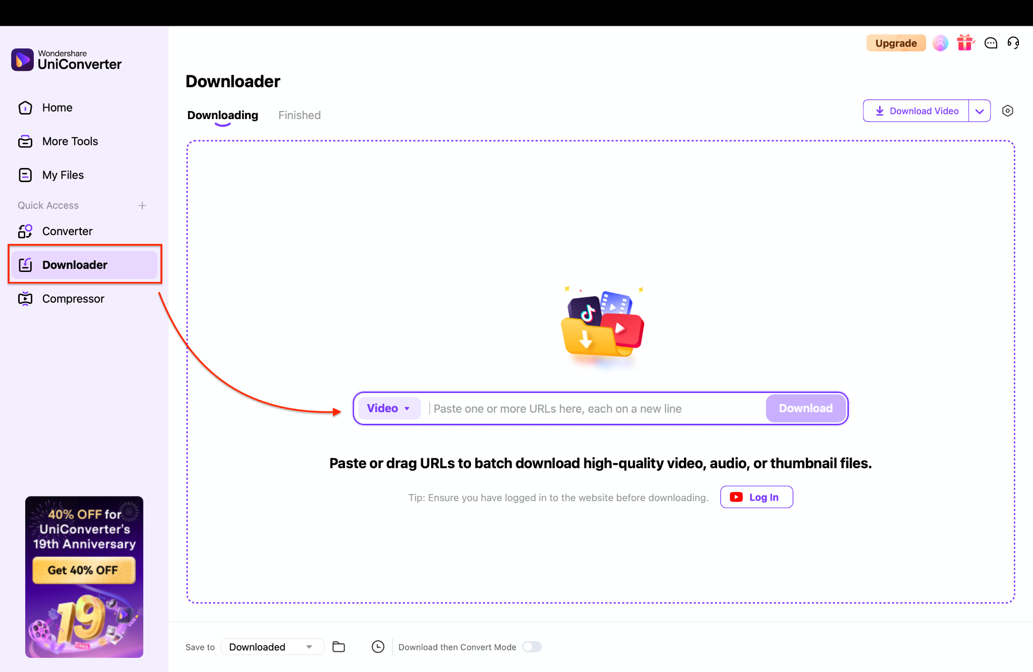 paste the url of video