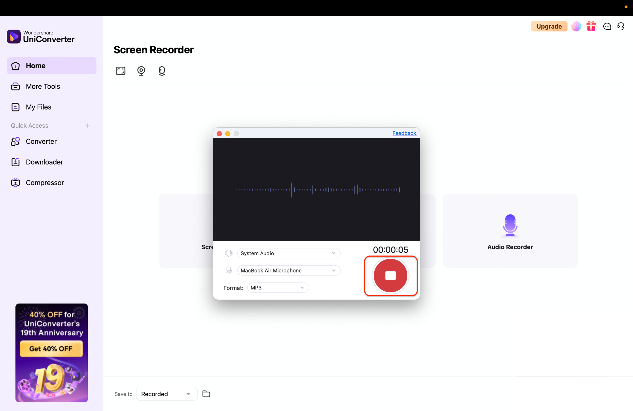start and save your recording