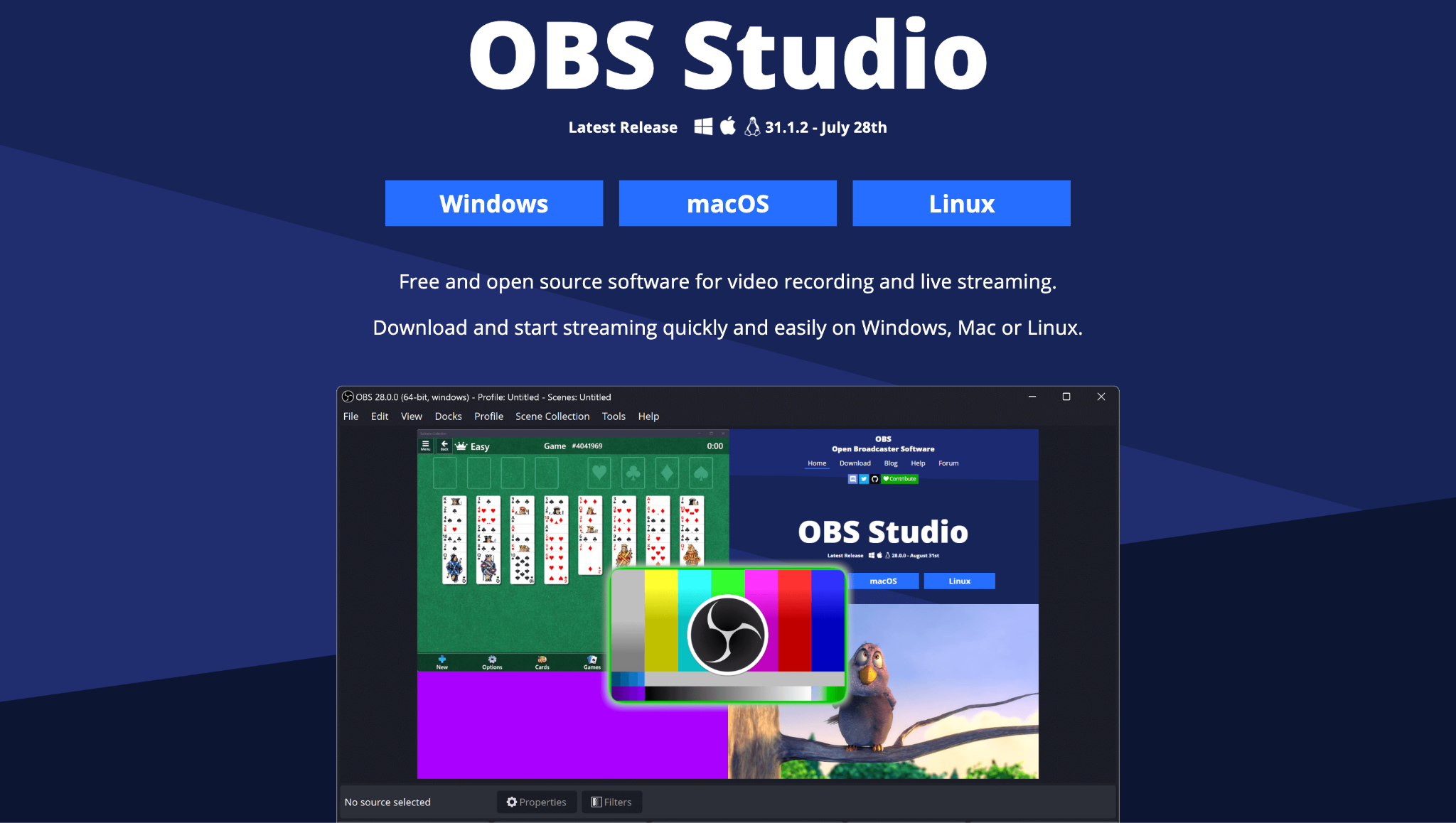 OBS Studio 공식 홈페이지 화면