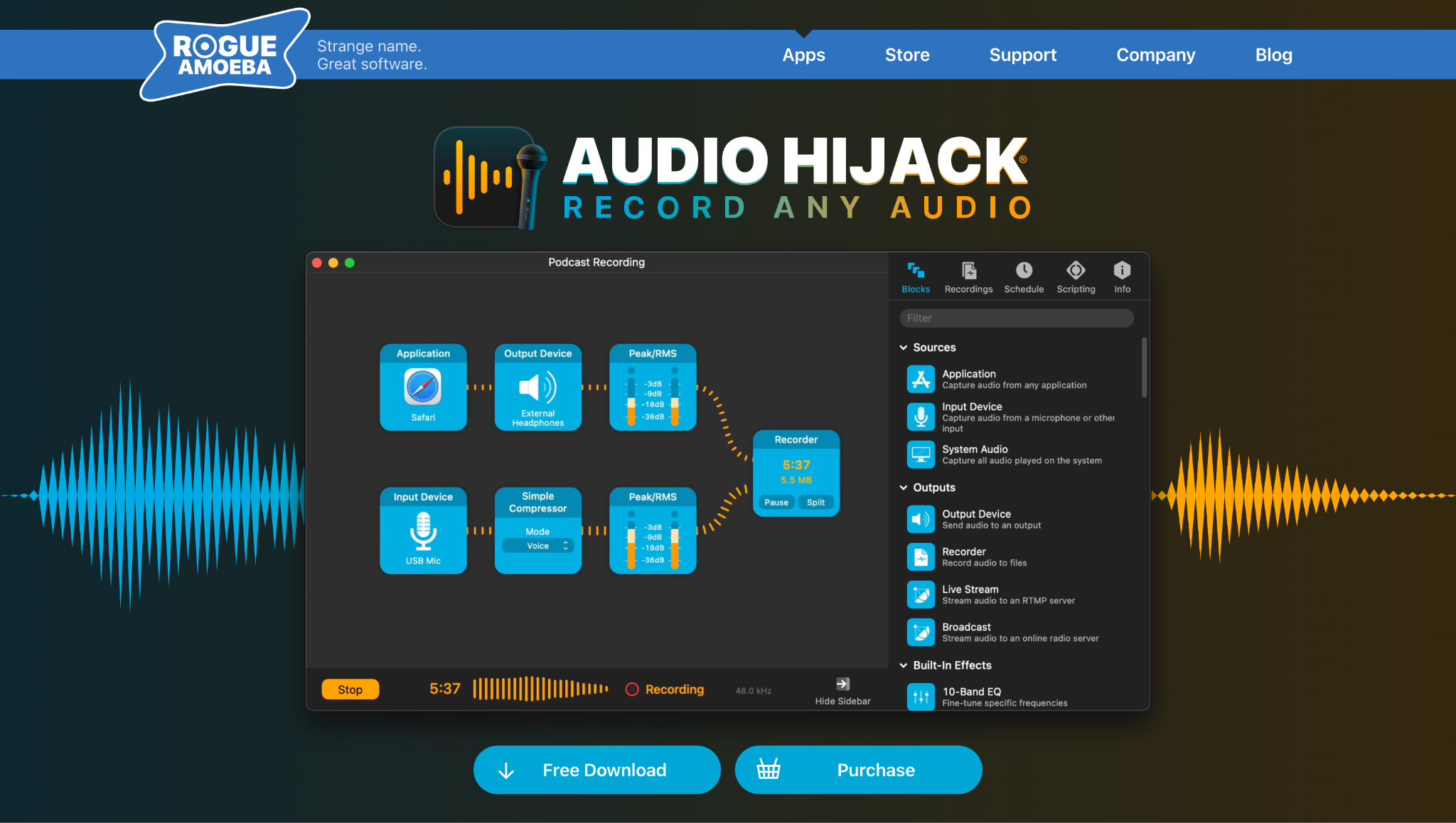 Audio Hijack 공식 홈페이지 화면