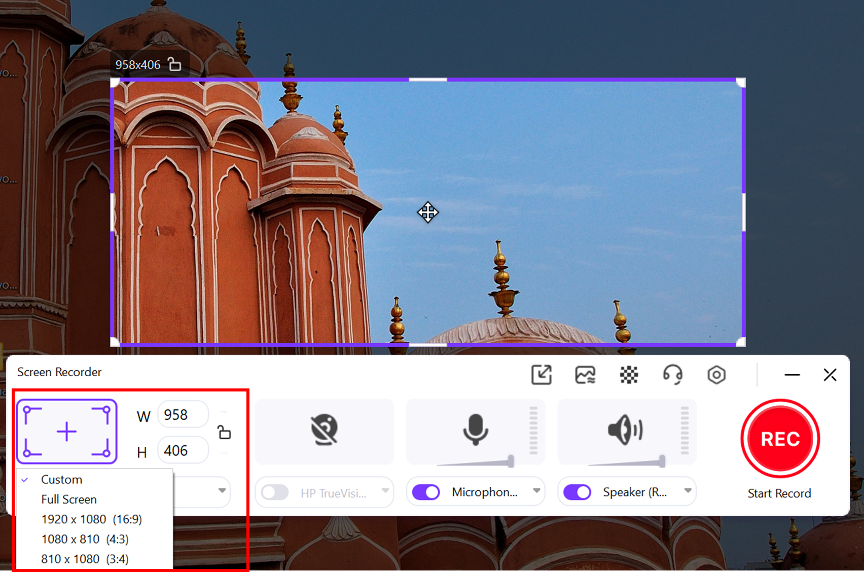 Select capture area