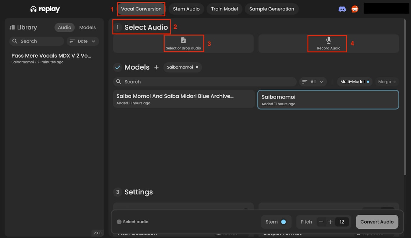 replay ai select audio