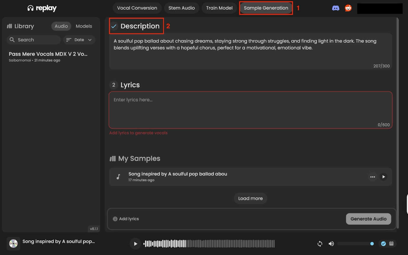 replay ai write description