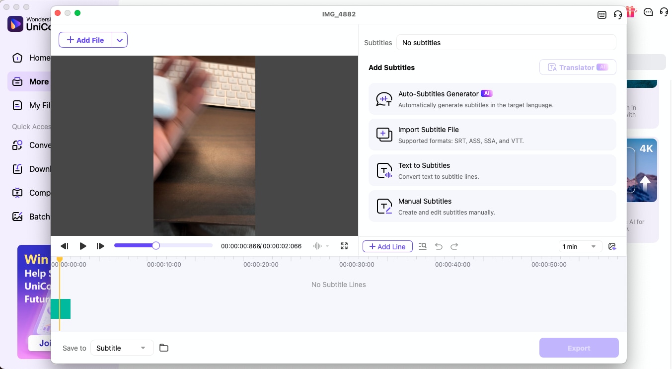 uniconverter subtitle generator