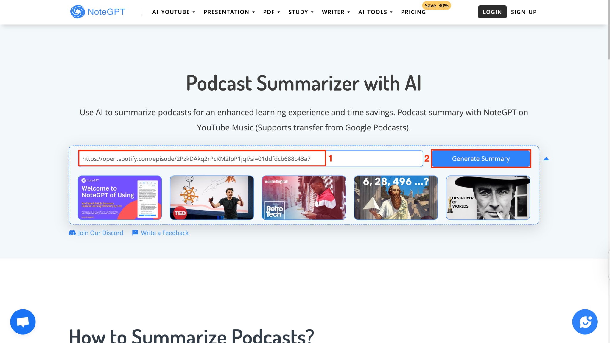 notegpt generate summary