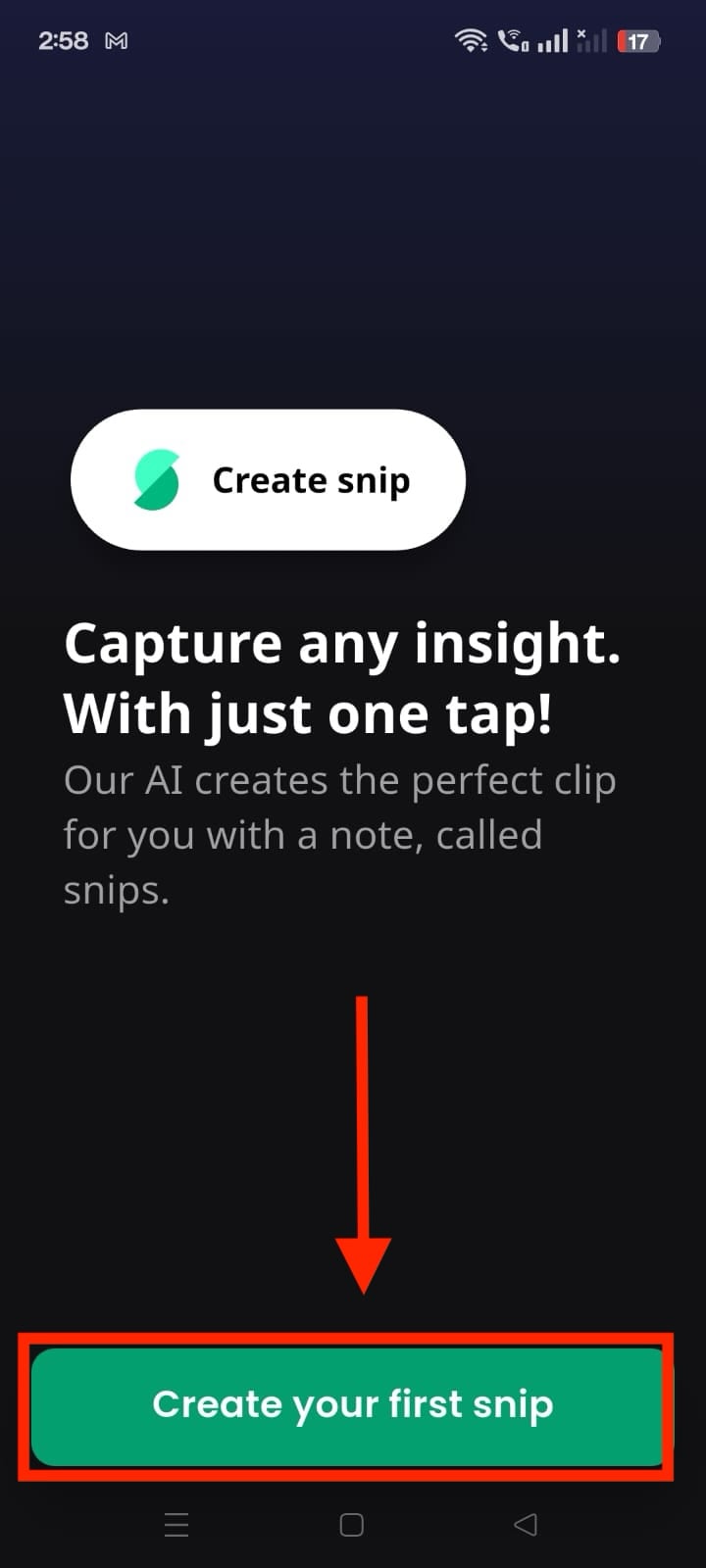 snipd create first snip