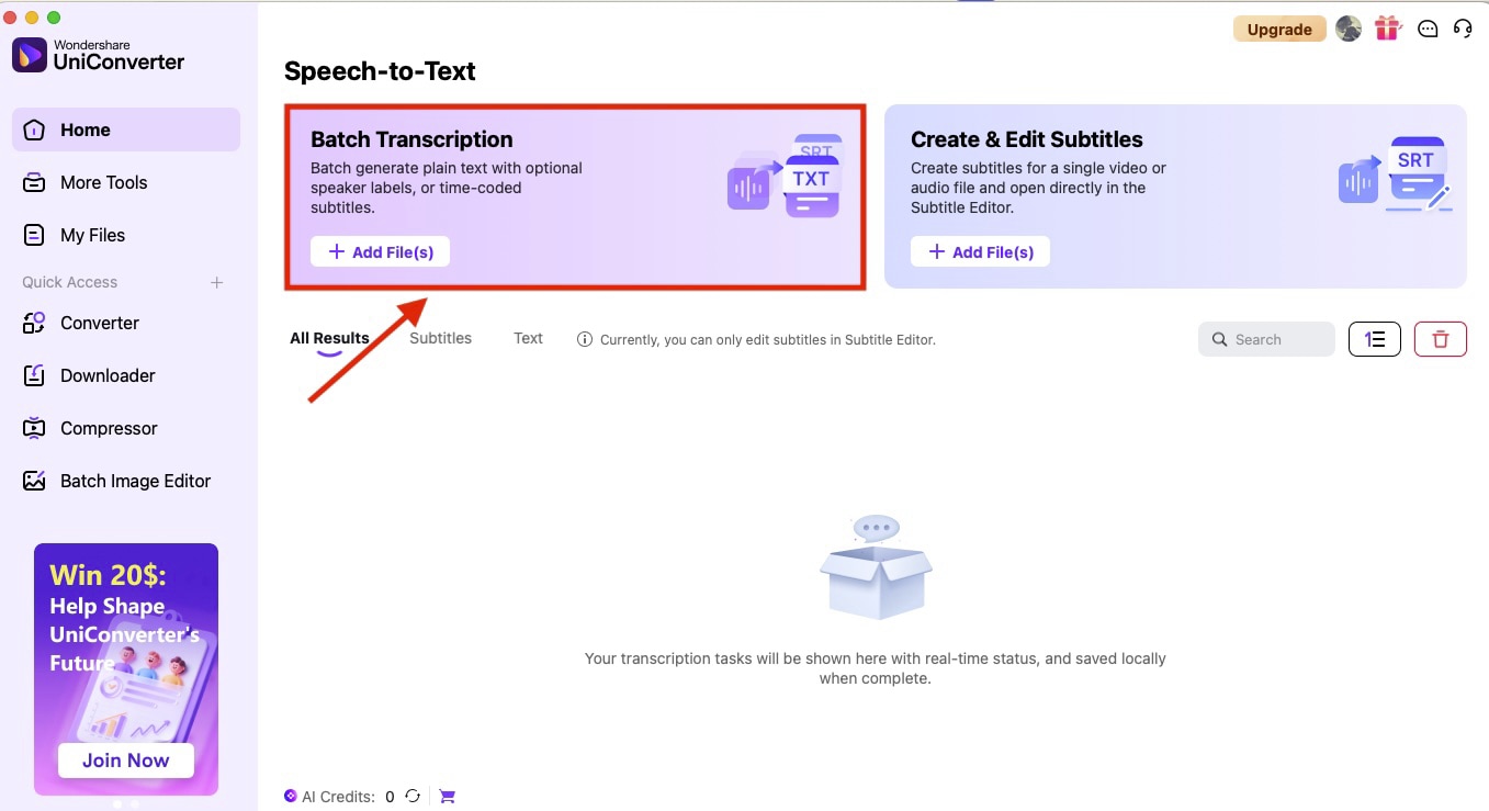 wondershare uniconverter add files