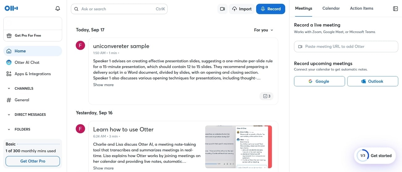 otter ai homepage
