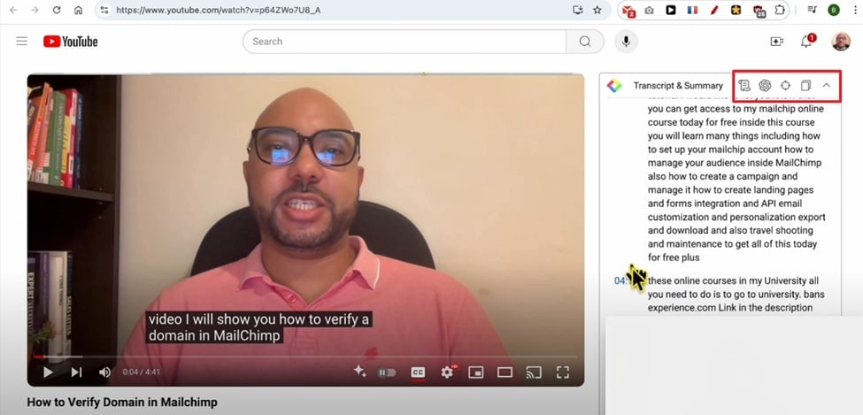copy transcribed text extension