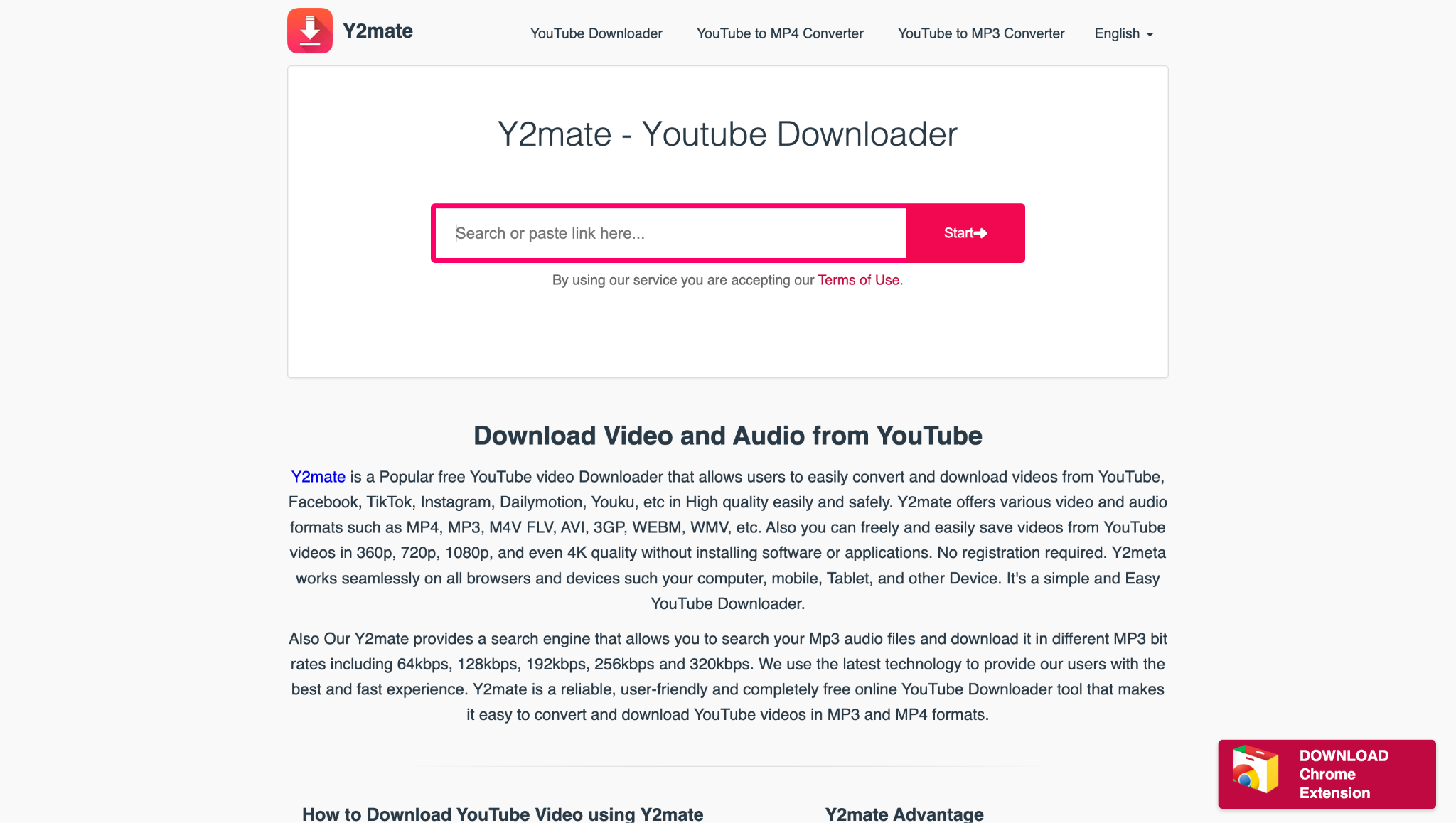 y2mate homepage