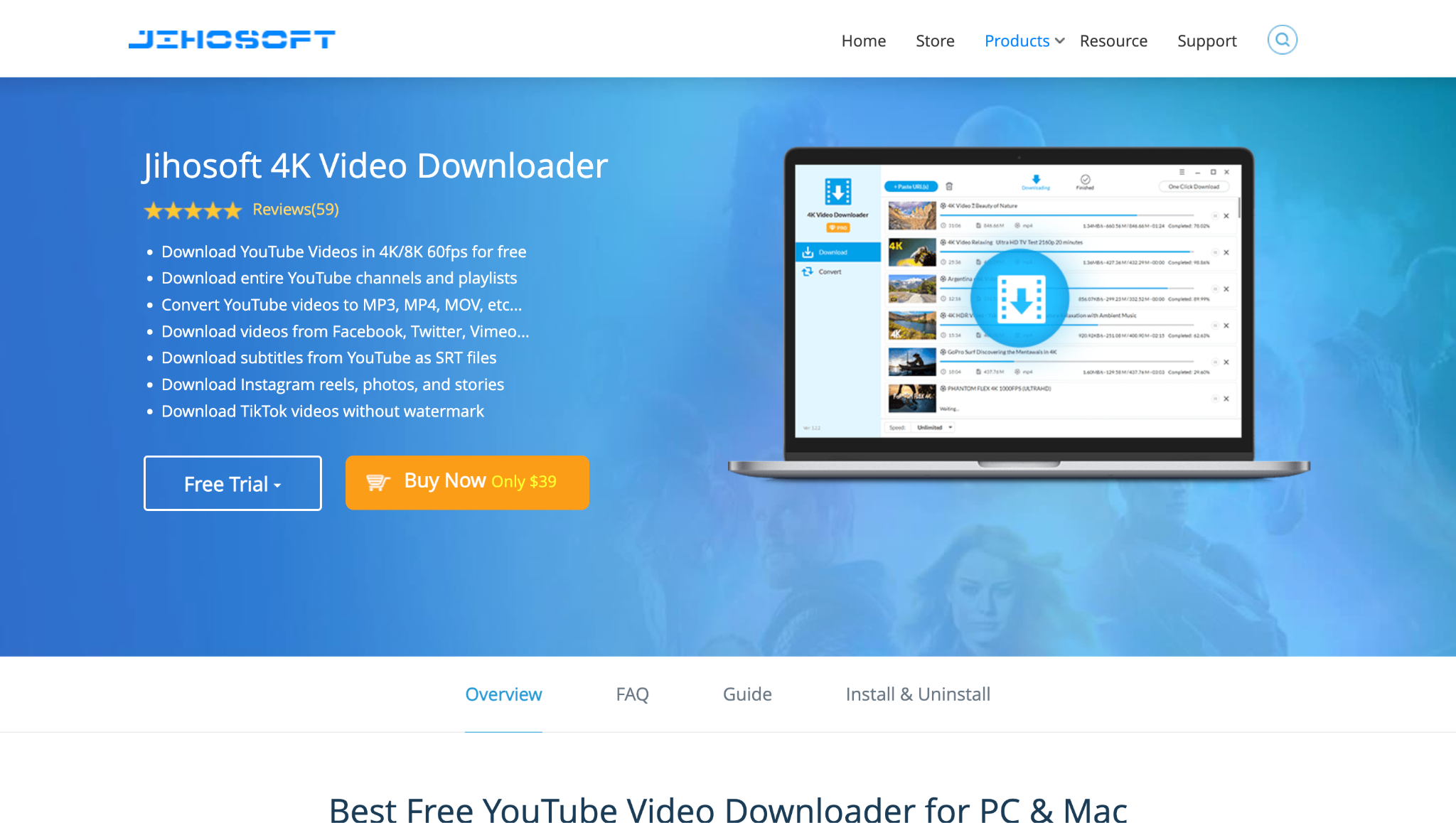 jihosoft 4k video downloader homepage