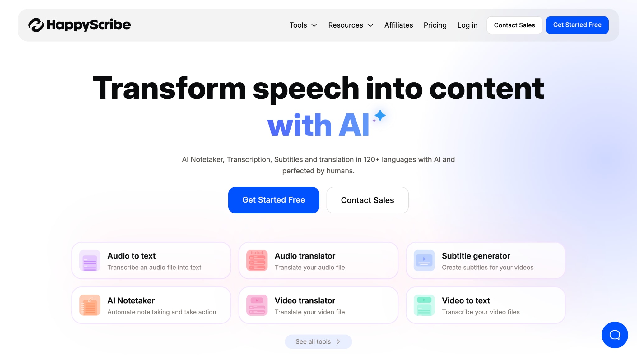 happyscribe homepage