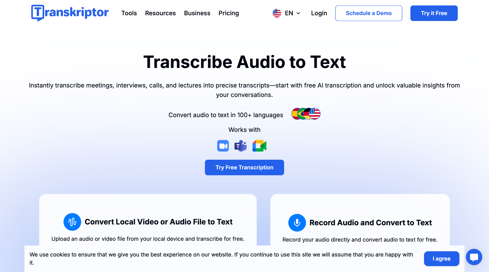 transkriptor homepage
