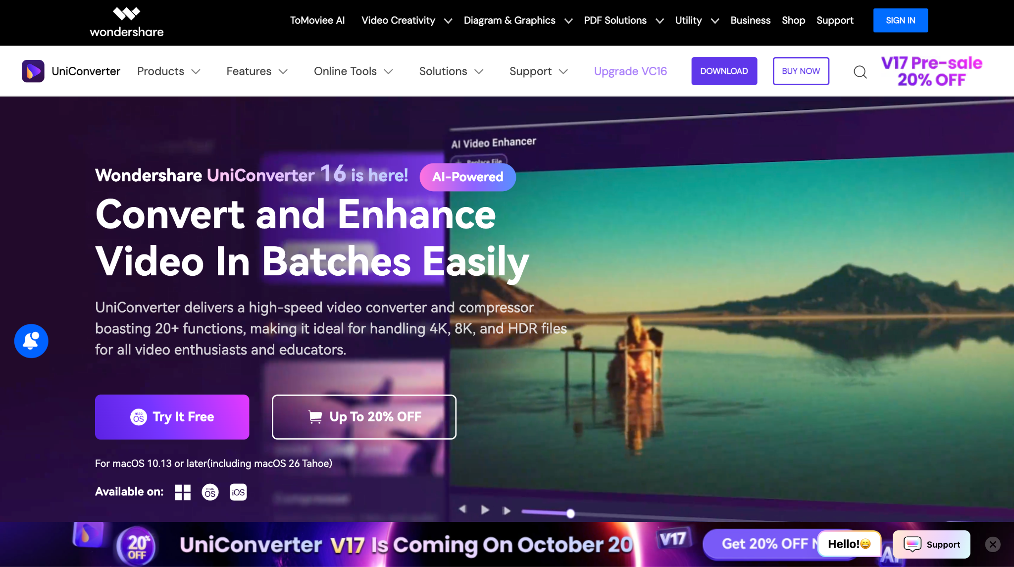 wondershare uniconverter homepage