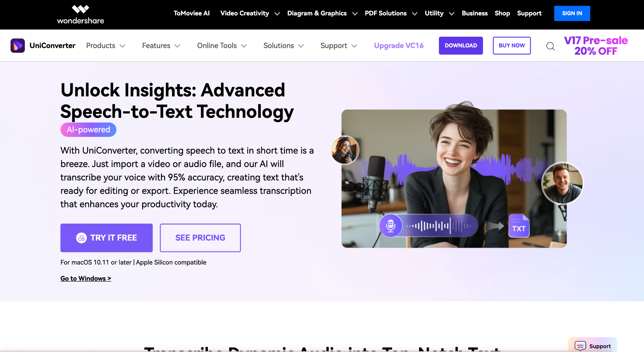 wondershare uniconverter homepage