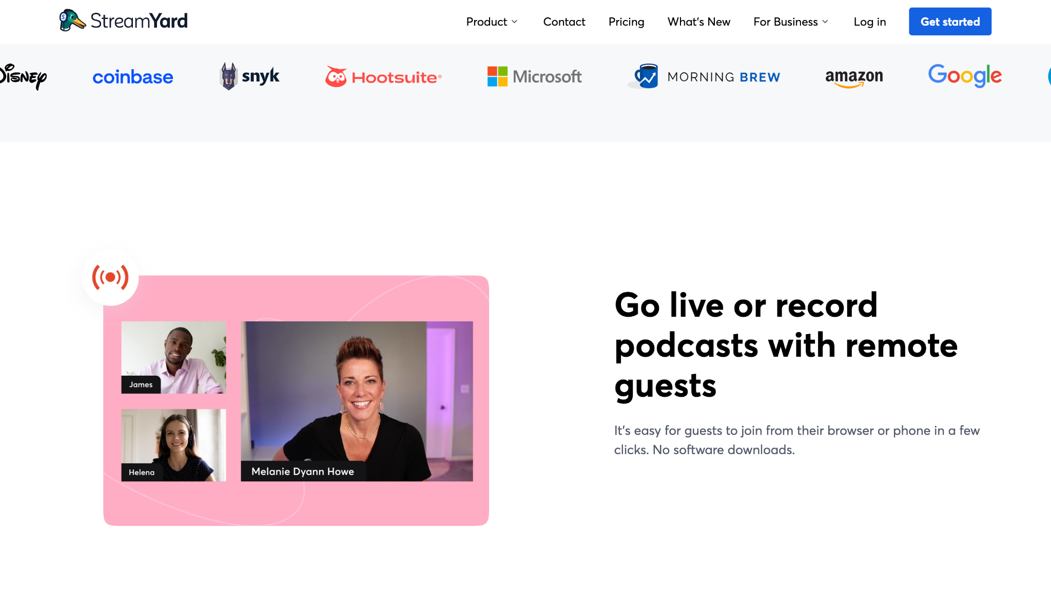 streamyard homepage