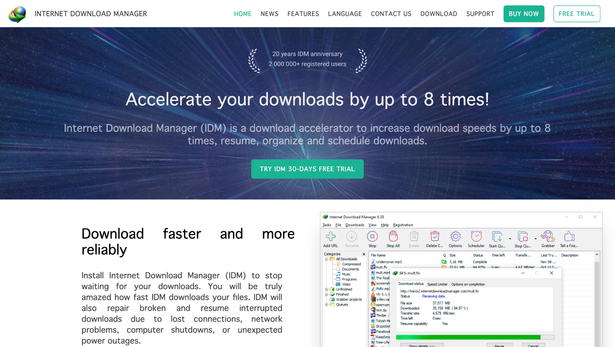 Internet Download Manager Startseite